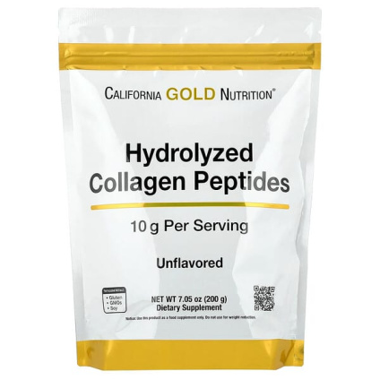 California Gold Nutrition, пептиды гидролизованного коллагена типов I и III, без добавок, 200 г (7,05 унции)