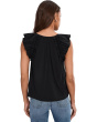 Flutter Sleeve Knit To Woven Top With Ties