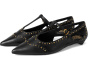Valkie Studded Kitten Heel T-strap Flat Mule