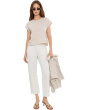 Petite Striped Organic Linen Sheen Round Neck Top