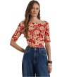 Floral Stretch Cotton Boatneck Tee