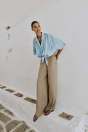 Zara СВОБОДНЫЕ ШИРОКИЕ БРЮКИ коричневого / коричнево-серого цвета