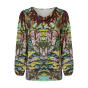Wasserfallshirt, schilf-cognac-bedruckt