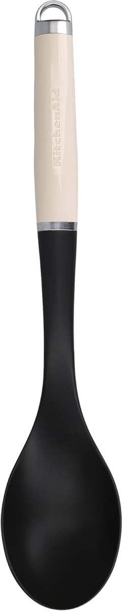 KitchenAid Kochlöffel, Hitzeresistent, Antihaftbeschichtung, Kochutensil zum Übergießen – Almond Creme aus Edelstahl - 34cm