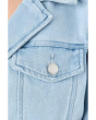 Puff Sleeve Cropped Denim Trucker Jacket