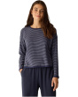 Striped Cozy Brushed Terry Round Neck Cropped Box Top