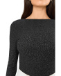Bria Long Sleeve Open Back Snit Rib Sparkle