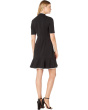 Knit Crepe Tie Neck Flounce Dress