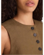 Button-Front Shell Top in 100% Linen