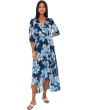 3/4 Sleeve Floral Chiffon Maxi