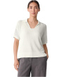 Cotton Silk Cord Short Sleeve Johnny Collar Sweater
