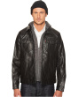 Faux Leather Trucker with Jersey Hood and Fleece Lining