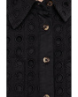 Eyelet Short Sleeve Collared Button Down Top