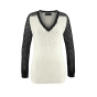 Pullover m. Nieten, ecru-schwarz