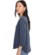 3/4 Sleeve V-Neck Curved Hem Tee Shirt