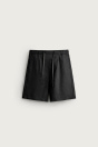 Zara ШОРТЫ-БЕРМУДЫ НЕПРИНУЖДЕННОЙ ФОРМЫ ИЗ 100% ЛЬНА черного цвета