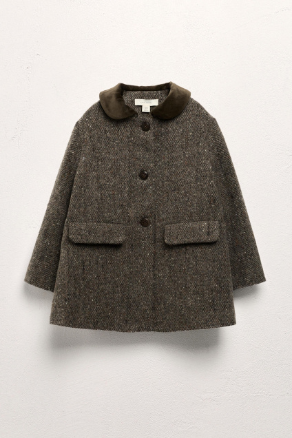 Zara 6-10 ЛЕТ/ ШЕРСТЯНОЕ ПАЛЬТО С БАРХАТНЫМ ВОРОТНИКОМ ОГРАНИЧЕННОЙ СЕРИИ 502976335-706-6