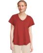 V-neck Short Sleeve Tee With Curved Hem