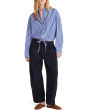 Drawstring Button-Up Shirt in Poplin