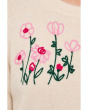 Flower Embroidery Long Sleeve Crew Neck Sweater