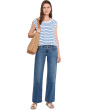 Rib Stripe Short Sleeve Scoop Neck
