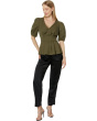 Burdur Stitch Detail Puff Sleeve Top