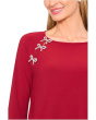 Pearl Bow Applique Long Sleeve Knit Top