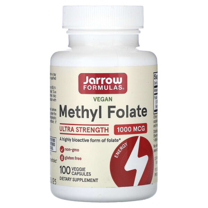 Jarrow Formulas, метилфолат, повышенная сила действия, 1000 мкг, 100 растительных капсул