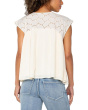 Short Sleeve Dolman Boat Neck Woven Blouse W Embroidery