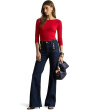 Petite Rib-Knit Cotton-Blend Boatneck Tee