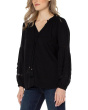 Long Sleeve Popover Shirred Blouse