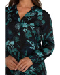 Petite Long Sleeve Btn Front Banded Collar Woven Shirt Light Weight Printed Jersey