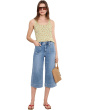 Petite Brigitte Wide Leg Capri Patch Pockets Jeans