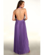 Pleated V-Neck Gown With 1" Self Belt