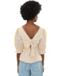 1/2 Sleeve Square Neck Tie Back Woven Top