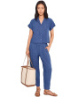 Petite Washed Organic Linen Delave Ankle Pleated Lantern Pants