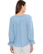 3/4 Sleeve Button Front Shirred Woven Top