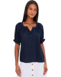 Short Sleeve 1/2 Placket Woven Blouse