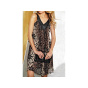 Chiffon-Plisseekleid m. Perlen, Leomuster