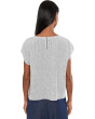 Puckered Organic Linen Stripe Jewel Neck Top