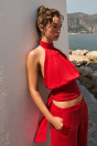 Zara ТОП С БРЕТЕЛЬКАМИ НА ШЕЕ И красным БАНТОМ НА спине