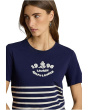 Striped Embroidered-Logo Jersey Tee