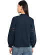 High-Neck Lace-Insert Pintuck Top