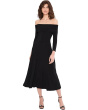 3/4 Sleeve Cowl Neck Flared Dress To Midcalf