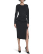 Long Sleeve Solid Rouched Midi