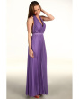 Pleated V-Neck Gown With 1" Self Belt