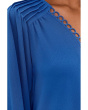Long Sleeve Circular Trim Pintuck Top