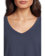 3/4 Sleeve V-Neck Tee with Curved Hem