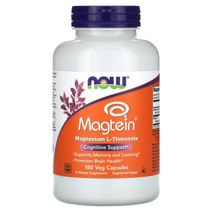NOW Foods, Magtein®, L-треонат магния, 180 вегетарианских капсул