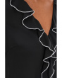 Contrast Ruffle Trim Long Sleeve V-Neck Top